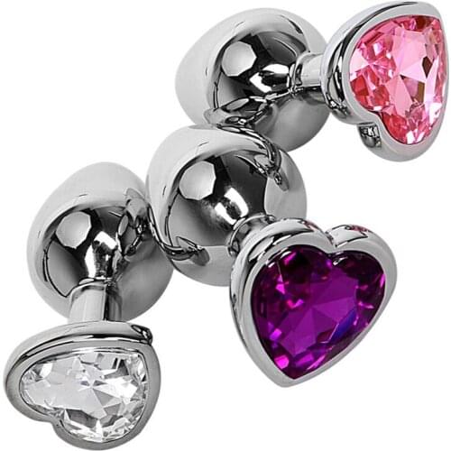 100pcs/lot Heart Shaped Stainless Steel Crystal Jewelry Anal Plug Small Size Butt Plug Anal Sex Toys for Women GS0206