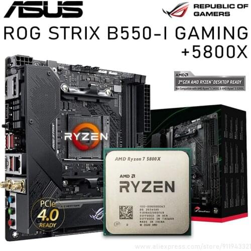 Asus ROG STRIX B550-I GAMING B550 WIth Ryzen 7 5800X Motherboard Bundle PCI-E 4.0 DDR4 64GB M.2 Motherboard Placa-mãe Kit New