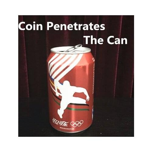 Free shipping Coin Penetrates The Can (English can version) - close up magic,magic trick,comedy,illusion,magic props