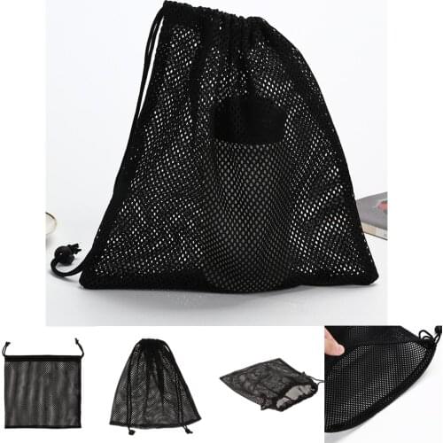 Black Mesh Drawstring Storage Bags Party Favor Gift Bags Stuff Sack 9.8x9.8"