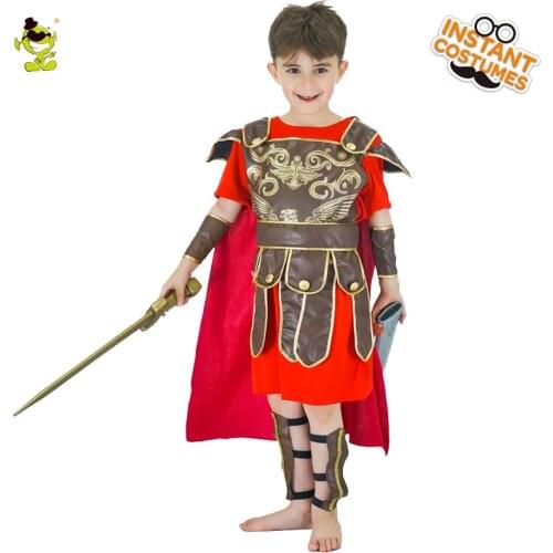 Honor Red Knight Costumes Kids Brave Warrior Leaders Role Play Sets with Cape Halloween Medieval Soldiers Cosplay Fancy Dress