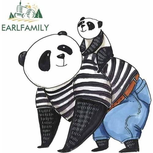 EARLFAMILY 13cm x 12.7cm Cute Panda Creative Car Sticker Occlusion Scratch Decal Graffiti Vinyl Car Styling