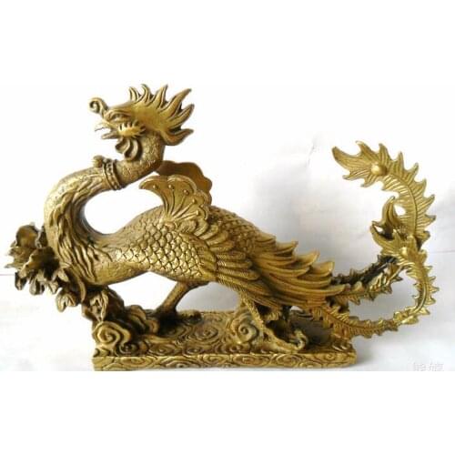 Phoenix copper feng shui ornaments auspicious wedding gift Home Furnishing decoration Tahan Phoenix