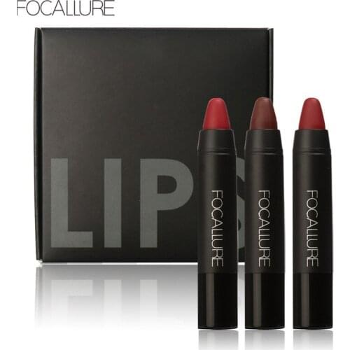 FOCALLURE 3pcs/box Lipstick Matte Lipsticker Waterproof Long-lasting Lipgloss Easy to Wear Cosmetic Nude Makeup Lips Mate Lip