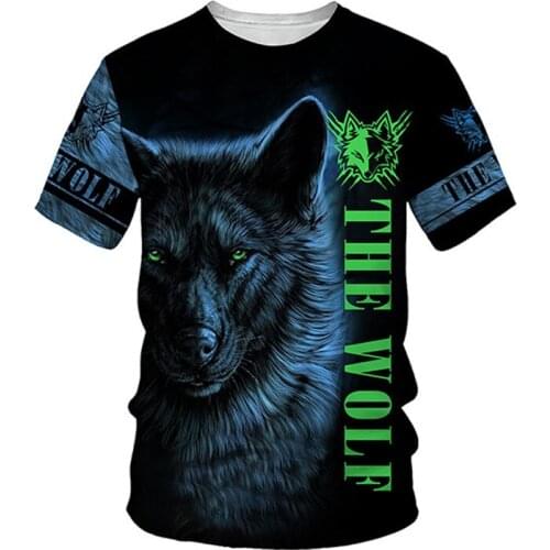 Summer Fashion T Shirt Men Streetwear O Neck Short Sleeve Tees Tops Animal Male Clothes Casual Harajuku Wolf 3D Print T shirt