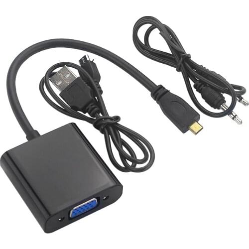 Micro-HDMI to VGA Adapter Cable 1080P Video Converter with Audio Jack USB Power Cable for Camera Raspberry Pi 4