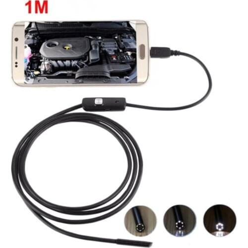 1M 7mm Endoscope Camera Flexible IP67 Waterproof Inspection Borescope Security Camera for Android PC Notebook 6LEDs Adjustable