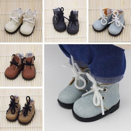 Dolls Shoes For 4.5cm Lace-Up Mini Doll Boots For 14.5 Inch Wellie Wisher&1/6 BJD & 32-34 Cm Paola Reina&Nancy Christmas Gifts