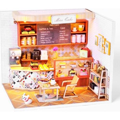 Doll House Furniture Wooden Miniature DIY Kit with Dust Cover Assemble Crafts Toy Best Birthday Gift For Children Girl
