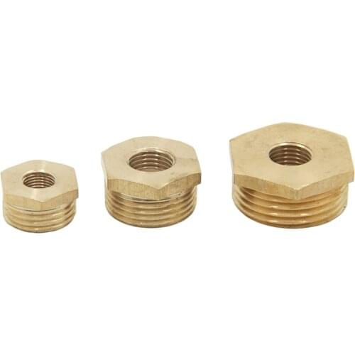 Brass Hex Bushing Reducer Pipe Fitting 1/8 1/4 3/8 1/2 3/4 Threaded Reducing Copper Water Gas Adapter Coupler Connector