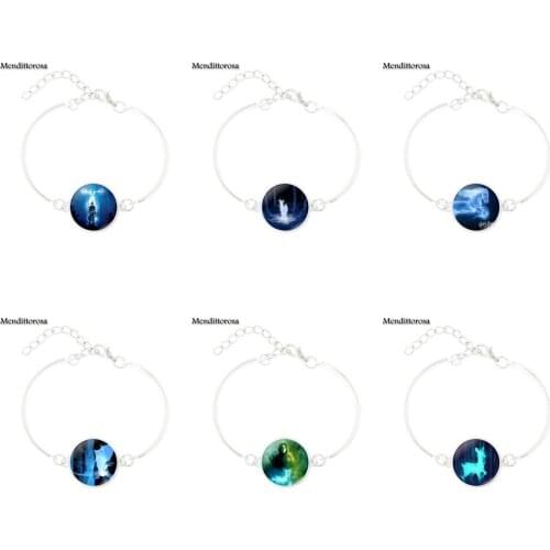 Mendittorosa 1PCS Always Perez Patronus HP Bracelet Bangle With Silver Plated Glass Cabochon Bracelet Bangle For Women Kids Gift