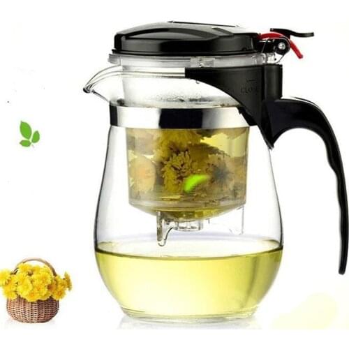 2020 Hot sale Drinkware Teapots Heat Resistant Glass Teapot Flower Tea Set Puer kettle Coffee Teapot Convenient Office Teaset