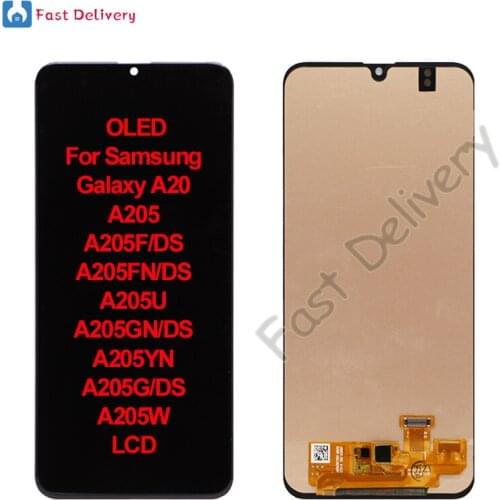 OLED For Samsung Galaxy A20 A205 A205F A205FN A205U A205GN A205YN A205G A205W LCD Display Touch Screen Digitizer Assembly 6.4"
