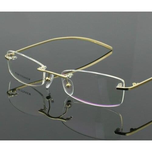 Viodream Men Women Memory 100% Titanium Rimless Glasses Frame Myopia Optical Frames Prescription Glasses free shipping