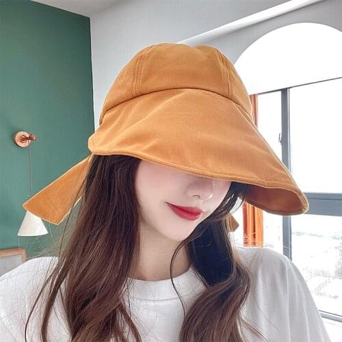 Summer Foldable Bucket Hat for Women Autumn Outdoor Sunscreen Cotton Fishing Hunting Cap Anti-UV Wide Brim Panama Lady Sun Hat