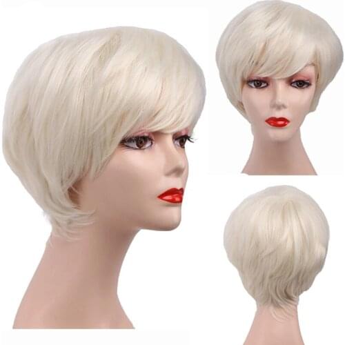 Blond wig Short Straight Hair Wig Synthetic Hair Cosplay Wigs Blonde Men Cosplay Wig Bob Heat Resistant