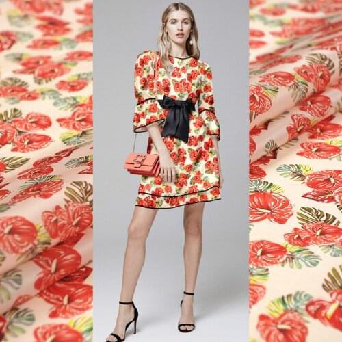 Printed silk organza satin fabric rigid dress organza silk fabric meter perspective natural silk fabric wholesale silk cloth