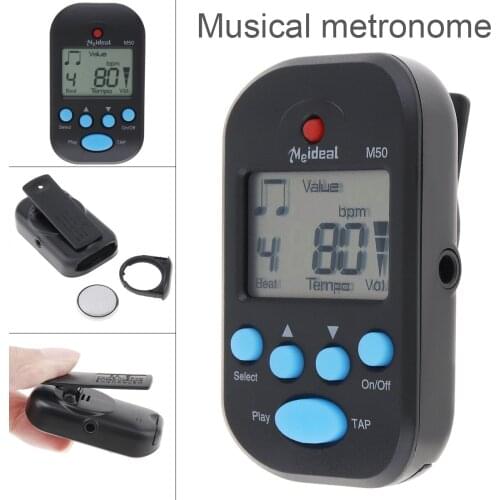 Meideal M50 Professional Mini Guitar Musical Metronome & Tap Modes + Clip Volume Adjustment with Black and White Display Screen