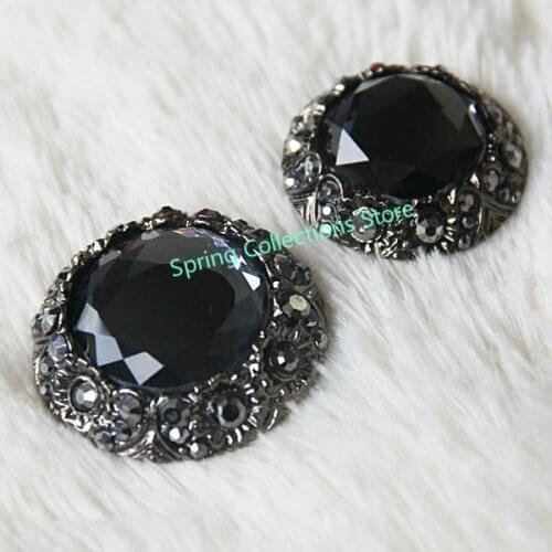 25/30/36mm 1pcs/lot Black High-grade Crystal Buttons Cashmere Mink Coat Fur Clothing Buckle Diamond Decoration Clasp Buckle Diy