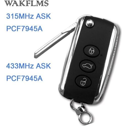 3btn Remote Flip Car Key Smart System 315MHz 433MHz For Bentley for Continental GT Flying Spur with PCF7945A HITAG 2 46 chip