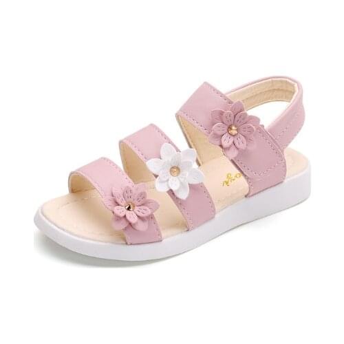 Girls Sandals Gladiator Flowers Sweet Soft Childrens Beach Shoes Kids Summer Floral Sandals Princess Fashion Cute