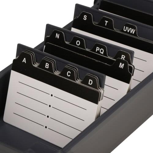 Business card box for 500 cards, business card box with dividers and index tabs