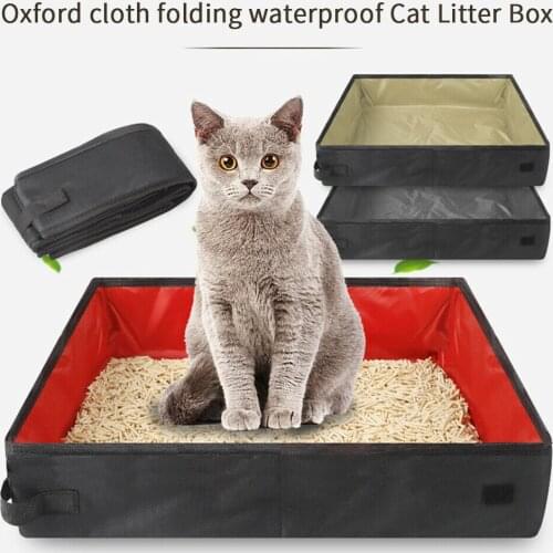 Foldable Cat Litter Box Fabric Portable Outdoor Pet Cat Litter Pan Tray AUG889