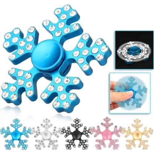5 Color Fidget Spinner Christmas Snowflake Double Sided Drill Flowers Alloy Hand Anti Stress Toys Christmas Birthday Gifts