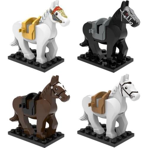 The Medieval Knights Horse Battle Steed Wolf Model Figure Blocks Construstion Building Bricks Toys For Children
