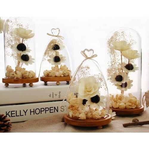 6 Size Glass Dry Flower Love Heart Shape Ornaments Home Decoration Romantic Wedding Valentine Easter Birthday Festival Gift