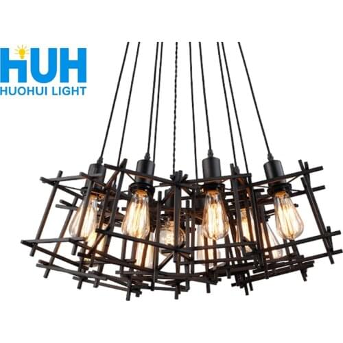 Vintage Iron Frame Chandelier Edison Bulb E27 Holder Loft Restaurant Bar Cafe Living Room Retro Industrial Style Chandeliers