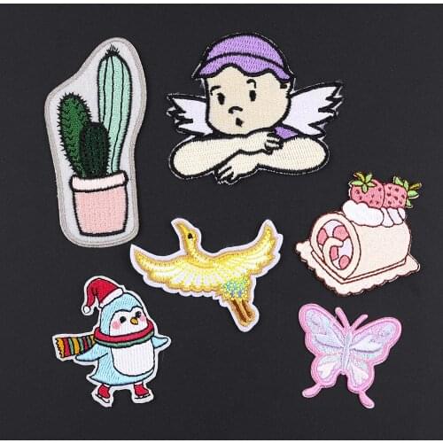 High-quality Food desserts Patches Cute penguin Embroidery Appliques for Clothes Iron Badges for Kids Stickers