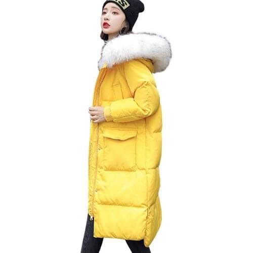 Hooded Fur Collar Winter Down Coat Jacket Long Thick Warm Women Casaco Feminino Abrigos Mujer Invierno Student Wadded Parkas 248