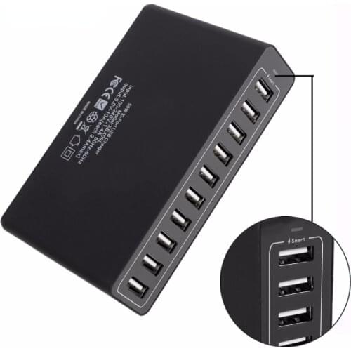 10A 50W 10 Port USB Power Charging Hub PowerPort Multi-Port USB Charger EU US UK Standard Smart Multi Protect VoltageBoost