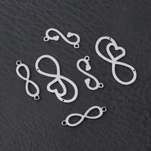 10pcs Charms Heart Pendant Link Connector 20 25 31mm Stainless Steel Double Hole Pendants Making DIY Handmade Jewelry Wholesale