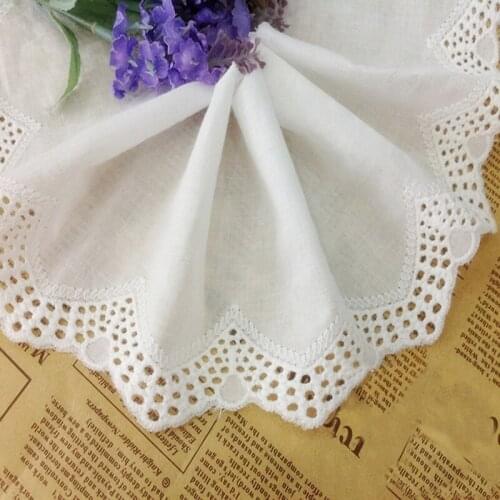 10yards/lot Width 10.5cm Clothing Cotton Embroidered Lace Trim In White Sewing Clothing Lace Trim Applique-QX