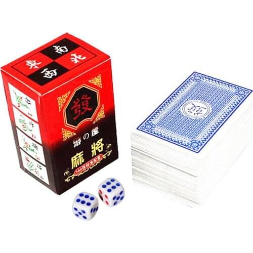 144 Cards/Set Paper Chinese Traditional Mahjong Playing Cards With 2 Dices Portable Card Mahjong Travel Mahjong Poker Cards Game