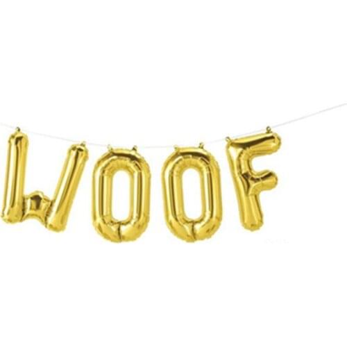16" Gold MEOW Balloon Rose Gold Cat Birthday Decoration Dog Party Silver Woof Balloon Banner Pet Party Balloon