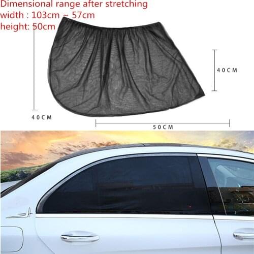 2Pcs Car Sun Visor Rear Side Window Sun Shade Mesh Fabric Sun Visor Shade Cover Shield UV Protector Black Auto Sunshade Curtain