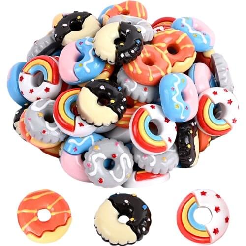 30Pcs Cute Doughnut Flatback Cabochons Slime Charms Embellishment Decor