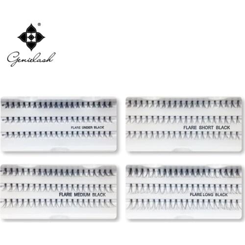 4 Cases 8/10/12/14mm Individual Flare False Eyelashes 10 Hairs/Cluster Fake Lashes