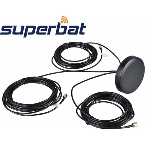 Superbat GPS/Wifi/GSM Antenna Brand Round 3 in 1 Combined Antenna Aerial Booster SMA Male Plug Connector 5M Cable Black