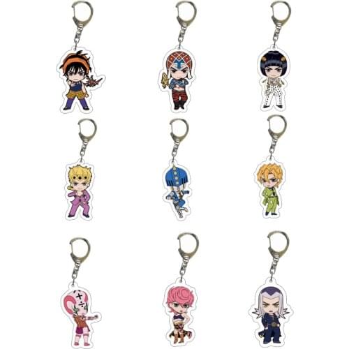 JOJO Bizarre Adventure Keychain Anime Acrylic Keyring Cartoon Figure Kujo Jotaro Kira Yoshikage Caesar Pendent Key Chain