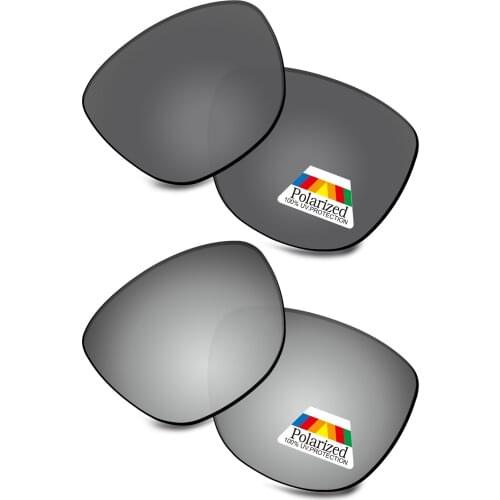 Bwake 2 Pairs Black & Silver Polarized Replacement Lenses for-Oakley Frogskins OO9013 Sunglasses Frame