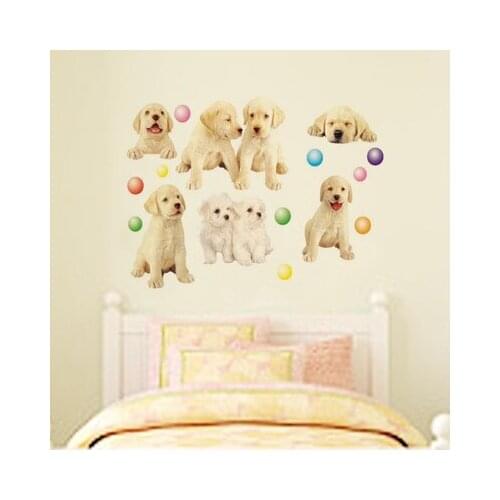DIY Cute Pet Dog Vinyl Wall Stickers Animal Home Decal Kids Room Decoration Wall Decal Nursery 3D Wall Art