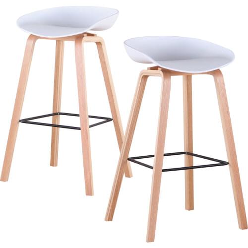 2Pcs/Set Lounge Chairs Bar Chair White Beech Wood Legs PP Surface Bar Stools Chairs Home Office Kitchen Dining Coffee Chairs