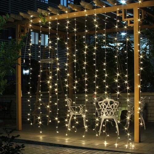 3x3M 300LEDs Curtain Icicle String Light with Tail Plug for Christmas Outdoor Decoration EU Plug 220V