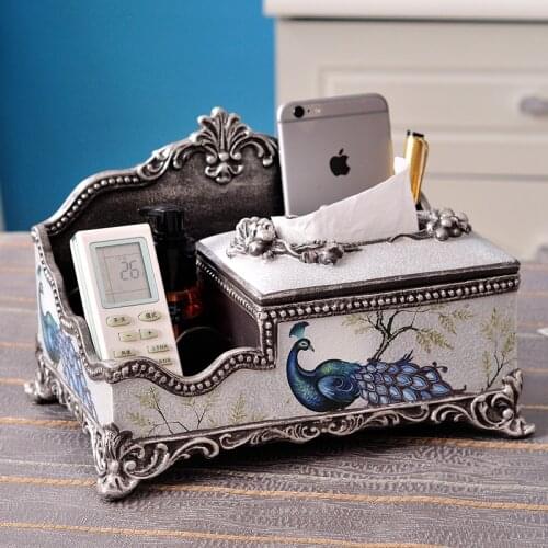 GY European-Style Creative Tissue Box Napkin/Tissue Holder Living Room Multi-Functional Retro Storage Box Tea Table Decoration