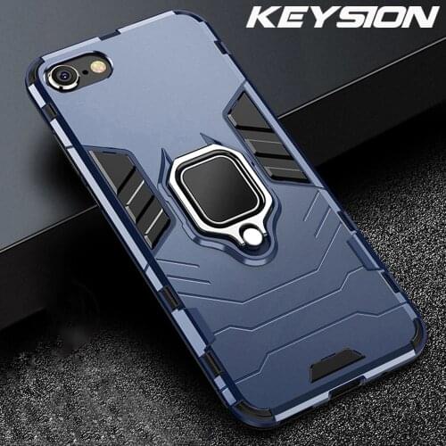KEYSION Shockproof Armor Case For iPhone SE 2020 SE 2 Ring Phone Back Cover for Apple iPhone 12 11 Pro Max XS XR X 8 7 6 Plus 5S