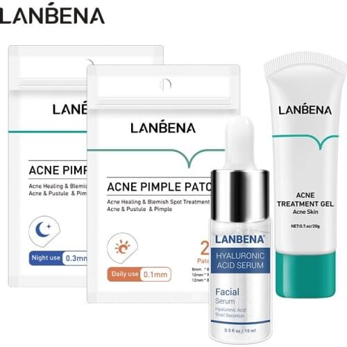 LANBENA Remover Acne Skin Care Face Mask Series Hyaluronic Acid Serum Moisturizing Acne Patch Acne Treatment Gel Cream Acne Set